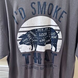 Gray Graphic T-Shirt with Pig Design